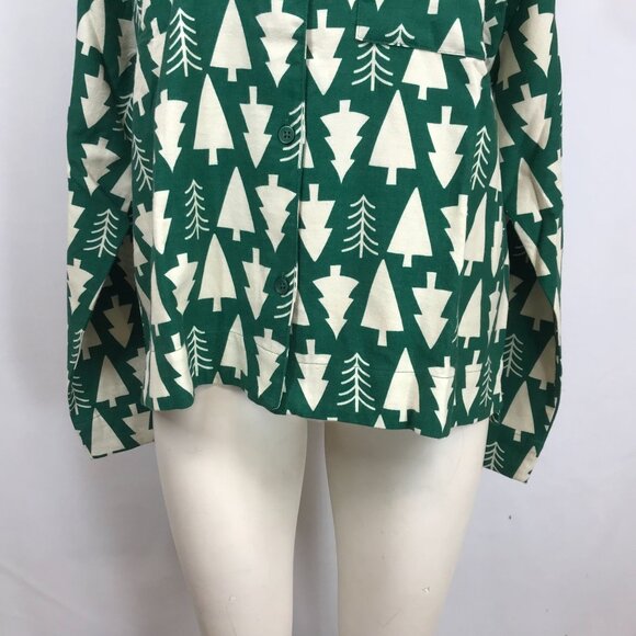 HANNA ANDERSSON - WOMEN'S SMALL -GREEN LONG SLEEVE BUTTON COLLARED COTTON PAJAMA - Picture 3 of 8